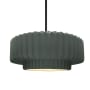 Justice Design Group Radiance 15" Wide LED Pendant with a Ceramic Pewter Green Shade Matte Black