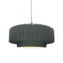 Justice Design Group Radiance 15" Wide Pendant with a Ceramic Pewter Green Shade Brushed Nickel
