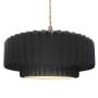 Justice Design Group Radiance 16" Wide LED Pendant with a Ceramic Gloss Black and White Shade Polished Brass
