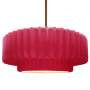 Justice Design Group Radiance 16" Wide LED Pendant with a Ceramic Cerise Shade Polished Brass
