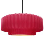 Justice Design Group Radiance 16" Wide LED Pendant with a Ceramic Cerise Shade Matte Black