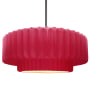 Justice Design Group Radiance 16" Wide LED Pendant with a Ceramic Cerise Shade Brushed Nickel