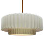 Justice Design Group Radiance 16" Wide LED Pendant with a Ceramic Matte White Shade Polished Brass