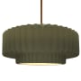 Justice Design Group Radiance 16" Wide Pendant with a Ceramic Matte Green Shade Polished Brass