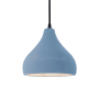 Justice Design Group Radiance 8" Wide LED Mini Pendant with a Ceramic Sky Blue Shade Matte Black