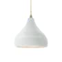 Justice Design Group Radiance 8" Wide Mini Pendant with a Ceramic Gloss White Shade Antique Brass