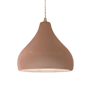 Justice Design Group Radiance 12" Wide LED Pendant with Twisted Beige Cord and Adobe Shade Antique Brass / Adobe