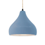 Justice Design Group Radiance 12" Wide Pendant with Twisted Beige Cord and Sky Blue Shade Matte Black / Sky Blue