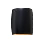 Justice Design Group Ambiance 10" Tall Open Top LED ADA Wall Sconce Carbon Matte Black / Champagne Gold