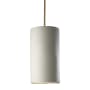 Justice Design Group Ambiance 7" Wide LED Pillar Candle Mini Pendant with a Ceramic Bisque Shade Antique Brass