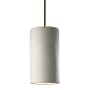 Justice Design Group Ambiance 7" Wide LED Pillar Candle Mini Pendant with a Ceramic Bisque Shade Dark Bronze