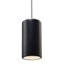 Justice Design Group Ambiance 7" Wide Pillar Candle Mini Pendant with a Ceramic Carbon Matte Black Shade Polished Chrome