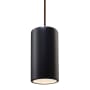 Justice Design Group Ambiance 7" Wide Pillar Candle Mini Pendant with a Ceramic Carbon Matte Black Shade Dark Bronze