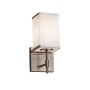 Justice Design Group Textile 4.5" Union LED Single Light Bathroom Sconce with White Fabric Shade Brushed Nickel