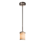 Justice Design Group Atlas Single Light 4-1/2" Wide Integrated LED Mini Pendant with Cream Woven Fabric Cylinder Shade Brushed Nickel