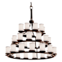 Justice Design Group Textile 42" Wide Ring Chandelier with White Shades Dark Bronze / White