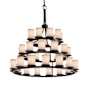 Justice Design Group Textile 42" Wide Ring Chandelier with White Shades Matte Black