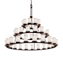 Justice Design Group Textile 45 Light 60" Wide Ring Chandelier with White Shade Dark Bronze / White
