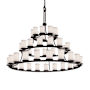 Justice Design Group Textile 45 Light 60" Wide Ring Chandelier with White Shade Matte Black