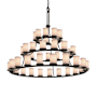 Justice Design Group Textile 60" Wide Ring Chandelier with White Shades Matte Black