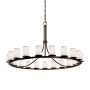 Justice Design Group Textile 21 Light 60" Wide Pillar Candle Style Chandelier with White Fabric Shades Dark Bronze