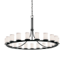 Justice Design Group Textile 21 Light 60" Wide Pillar Candle Style Chandelier with White Fabric Shades Matte Black