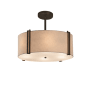Justice Design Group Textile 15" Wide LED Pendant with White Shade Dark Bronze