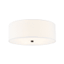 Justice Design Group Classic 4 Light 18" Wide Flush Mount Drum Ceiling Fixture Matte Black / White