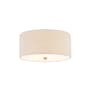 Justice Design Group Classic 3 Light 14" Wide Flush Mount Drum Ceiling Fixture Brushed Brass / Cream