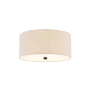 Justice Design Group Classic 3 Light 14" Wide Flush Mount Drum Ceiling Fixture Matte Black / Cream