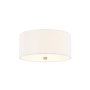 Justice Design Group Classic 3 Light 14" Wide Flush Mount Drum Ceiling Fixture Brushed Brass / White