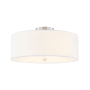 Justice Design Group Classic 4 Light 18" Wide Semi-Flush Drum Ceiling Fixture Brushed Nickel / White