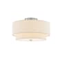 Justice Design Group Classic 3 Light 15" Wide Semi-Flush Drum Ceiling Fixture Brushed Nickel / Cream