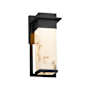 Justice Design Group LumenAria Single Light 12" High Integrated 3000K LED Outdoor Wall Sconce with Tan Faux Alabaster Resin Shade Matte Black