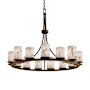 Justice Design Group LumenAria 42" Wide Ring Chandelier Dark Bronze / Faux Alabaster