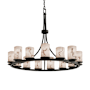 Justice Design Group LumenAria 42" Wide Ring Chandelier Matte Black / Faux Alabaster