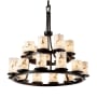 Justice Design Group LumenAria 21 Light 33" Wide Pillar Candle Chandelier with Faux Alabaster Resin Shades Dark Bronze