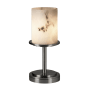 Justice Design Group Dakota Single Light 12" Tall Table Lamp with Faux Alabaster Resin Shade Brushed Nickel