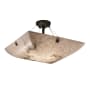 Justice Design Group LumenAria 3 Light 18" Wide Semi-Flush Bowl Ceiling Fixture with Faux Alabaster Resin Shade Matte Black