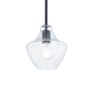 Justice Design Group Harlow 8" Wide Mini Pendant Matte Black / Seeded Glass