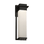 Justice Design Group Fusion Single Light 16-1/2" High Integrated 3000K LED Outdoor Wall Sconce with Woven Artisan Glass Shade Matte Black