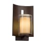 Justice Design Group Fusion Single Light 12-3/4" High Integrated 3000K LED Outdoor Wall Sconce with Almond Artisan Glass Shade Dark Bronze