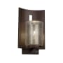 Justice Design Group Fusion Single Light 12-3/4" High Integrated 3000K LED Outdoor Wall Sconce with Mercury Artisan Glass Shade Dark Bronze