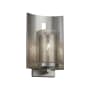 Justice Design Group Fusion Single Light 12-3/4" High Integrated 3000K LED Outdoor Wall Sconce with Mercury Artisan Glass Shade Brushed Nickel