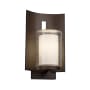 Justice Design Group Fusion Single Light 12-3/4" High Outdoor Wall Sconce with Ribbon Artisan Glass Shade Dark Bronze