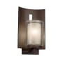 Justice Design Group Fusion Single Light 12-3/4" High Outdoor Wall Sconce with Woven Artisan Glass Shade Dark Bronze