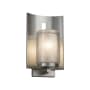 Justice Design Group Fusion Single Light 12-3/4" High Outdoor Wall Sconce with Woven Artisan Glass Shade Brushed Nickel