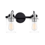 Justice Design Group Brooklyn 2 Light 14" Wide Vanity Light with Clear Artisan Glass Shades Matte Black / Brushed Nickel