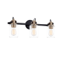 Justice Design Group Brooklyn 3 Light 24" Wide Vanity Light with Clear Artisan Glass Shades Matte Black / Brass