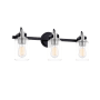 Justice Design Group Brooklyn 3 Light 24" Wide Vanity Light with Clear Artisan Glass Shades Matte Black / Brushed Nickel